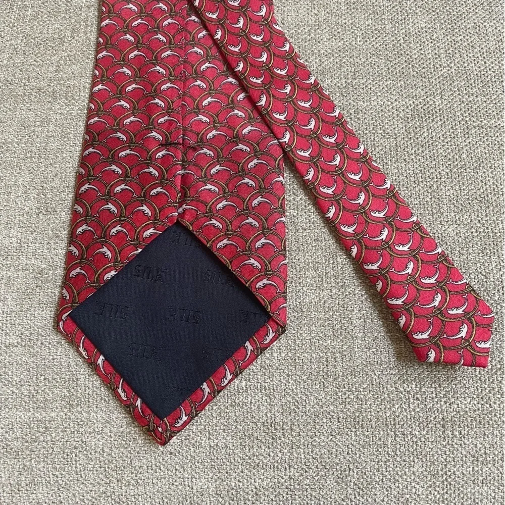 Iun Cheng Dolphin Print 100% Silk Tie Novelty Print